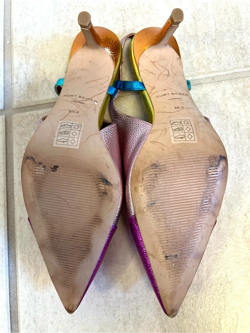 Kurt Geiger BELGRAVIA EAGLE SLING BACK HEEL Fuchsia Pointed Toe Jewels size 6.5M